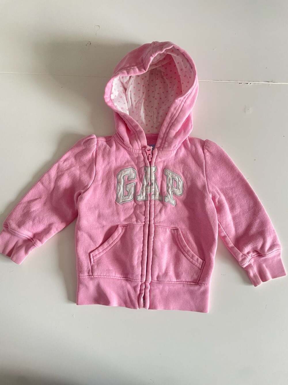 BabyGap Hoodie Size 18-24M Pink Logo Full Zip Sweatshirt
